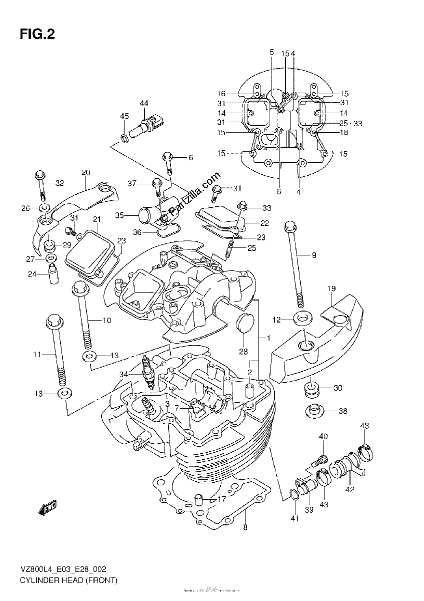 Diagrama de CYLINDER HEAD FRONT