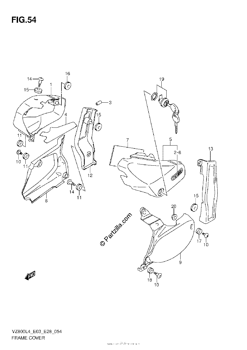 Diagrama de FRAME COVER VZ800L4 E33