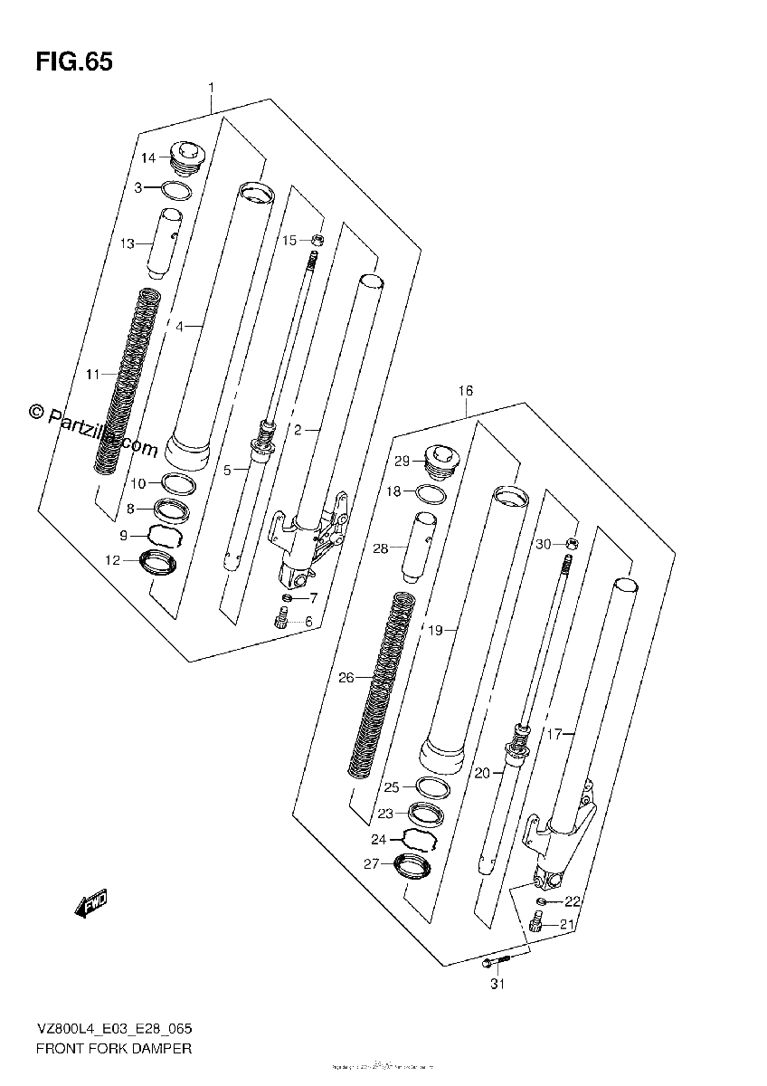 Diagrama de FRONT FORK DAMPER