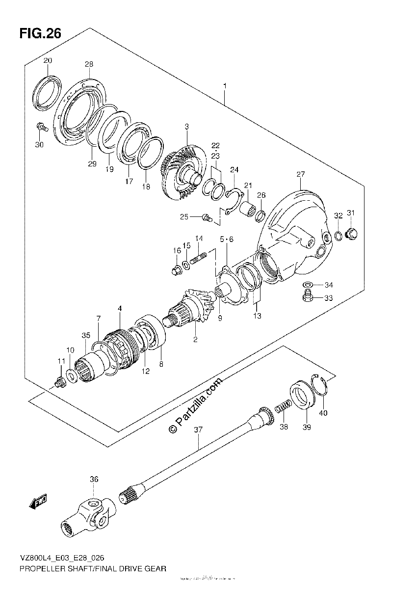 Diagrama de PROPELLER SHAFT FINAL DRIVE GEAR