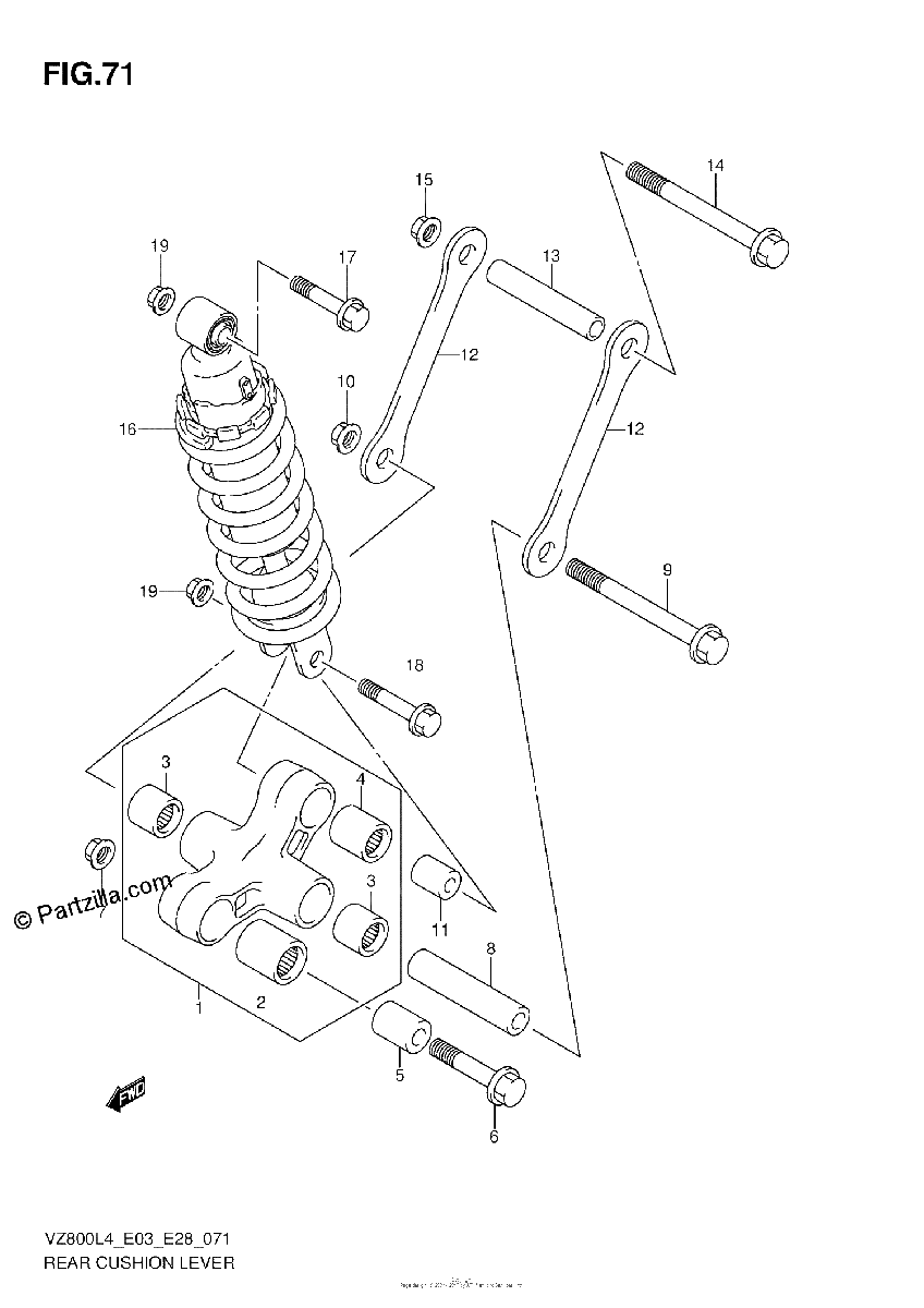 Diagrama de REAR CUSHION LEVER VZ800L4 E03