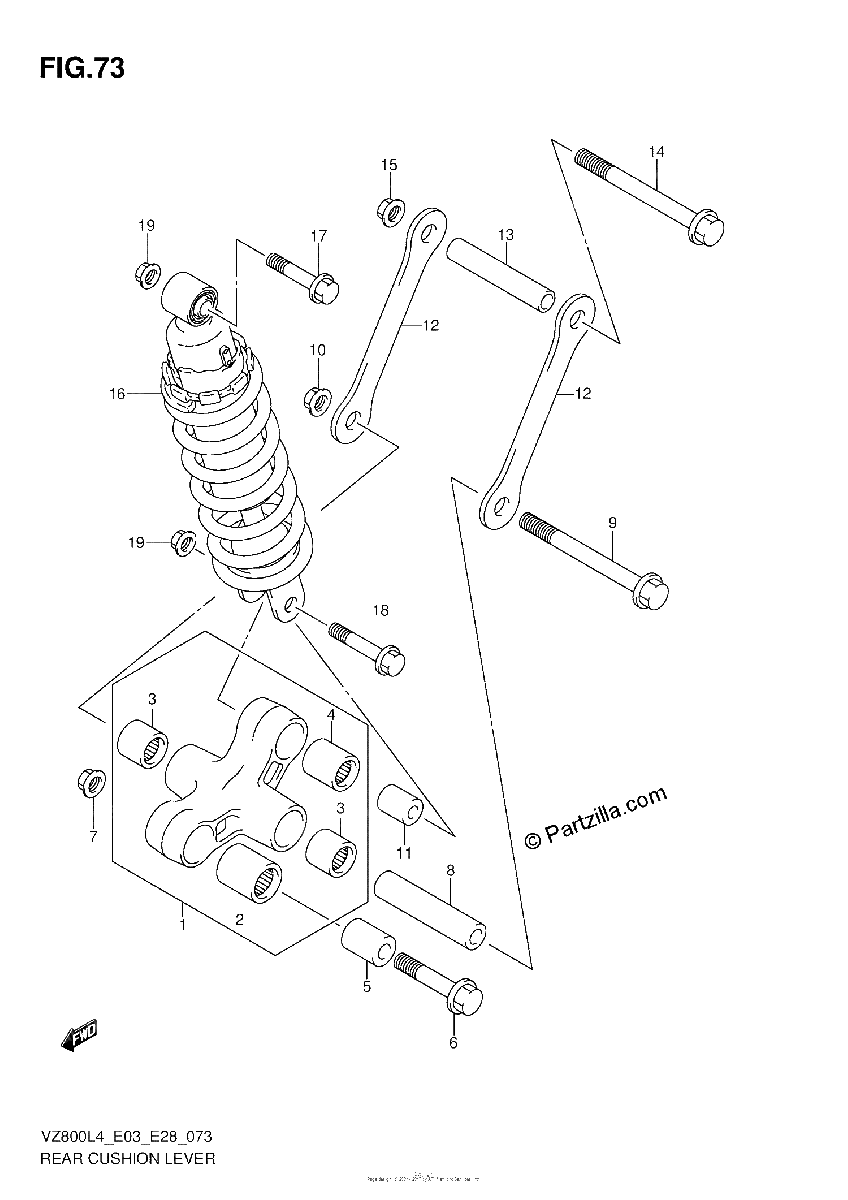 Diagrama de REAR CUSHION LEVER VZ800L4 E33