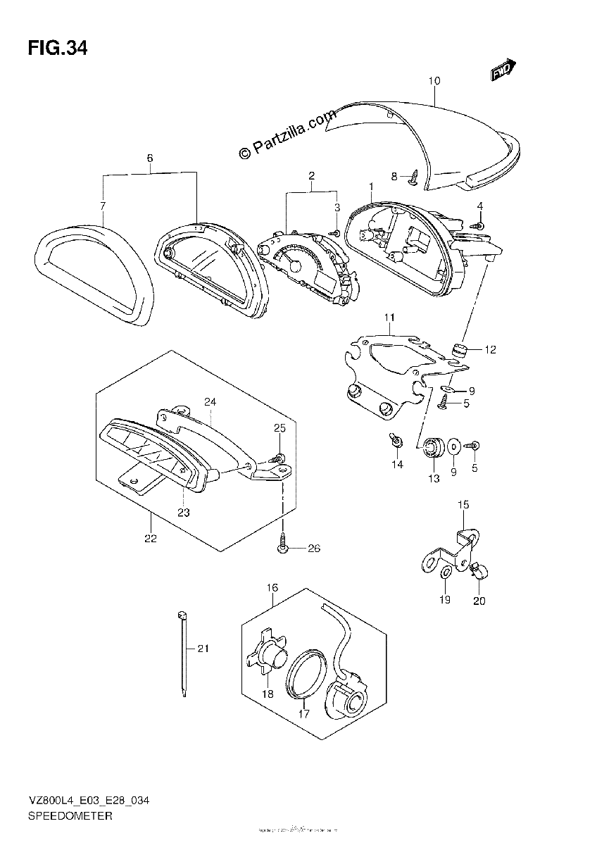 Diagrama de SPEEDOMETER VZ800L4 E28