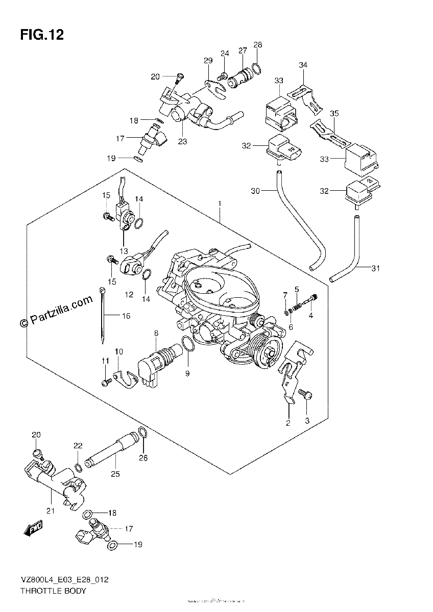Diagrama de THROTTLE BODY VZ800L4 E28