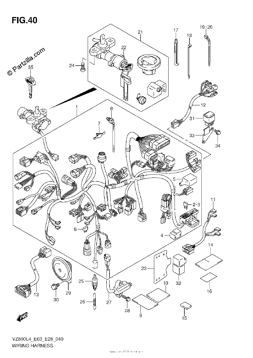 Diagrama de WIRING HARNESS VZ800L4 E28