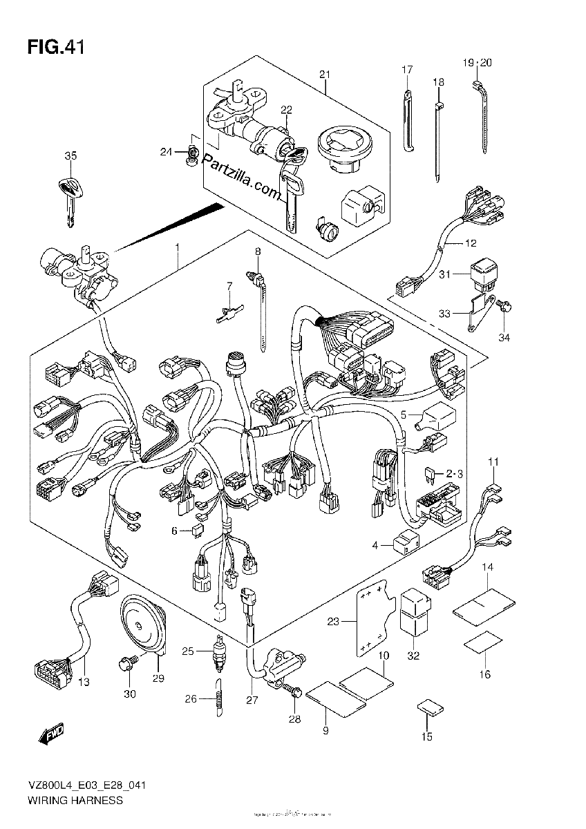 Diagrama de WIRING HARNESS VZ800L4 E33