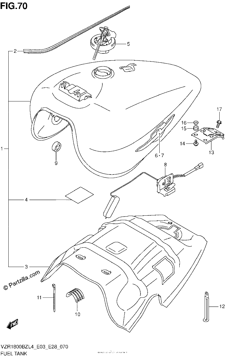 Diagrama de FUEL TANK VZR1800BZL4 E33