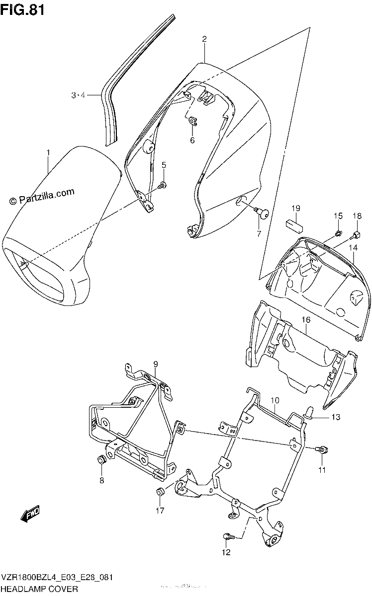 Diagrama de HEADLAMP COVER