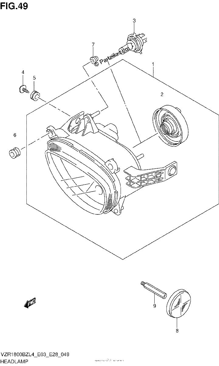 Diagrama de HEADLAMP VZR1800BZL4 E28