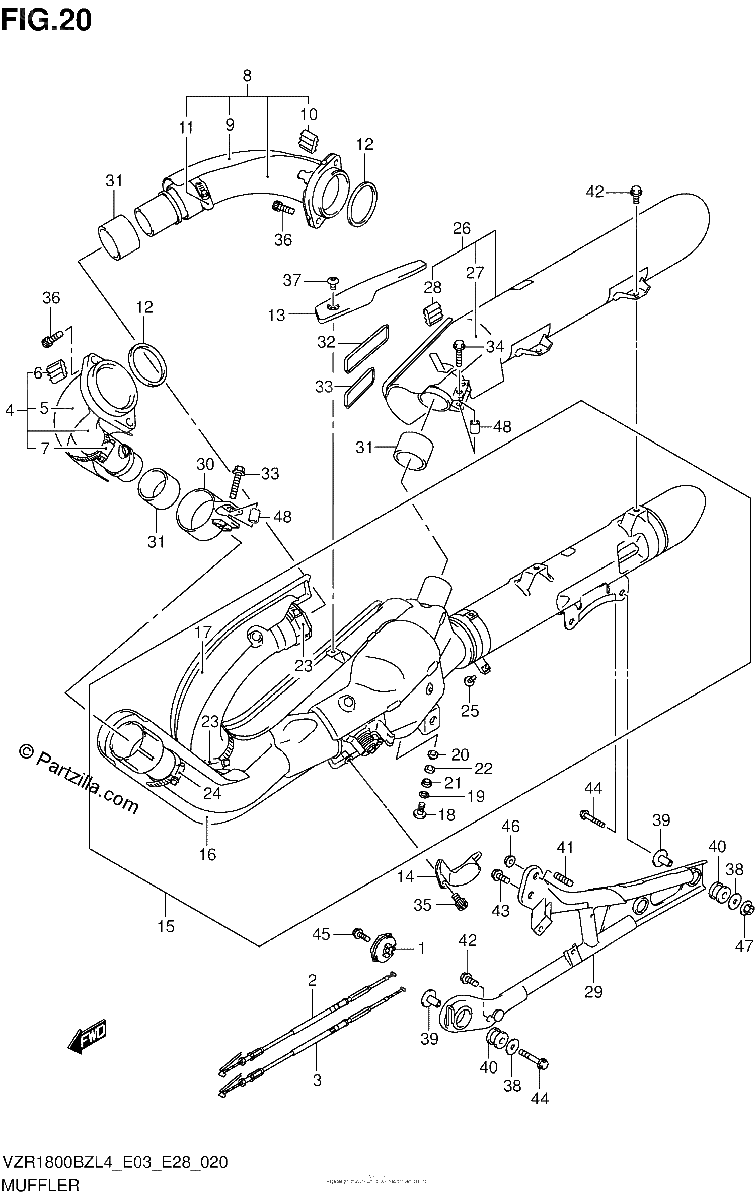 Diagrama de MUFFLER VZR1800BZL4 E28