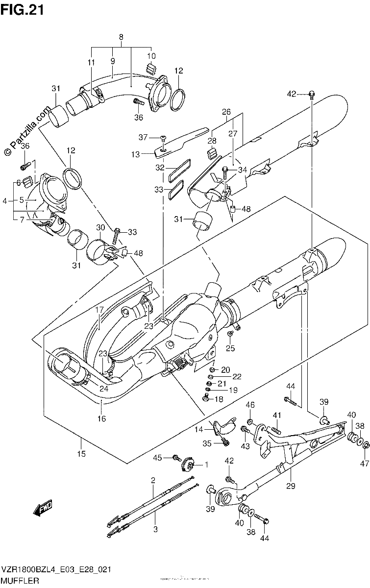 Diagrama de MUFFLER VZR1800BZL4 E33