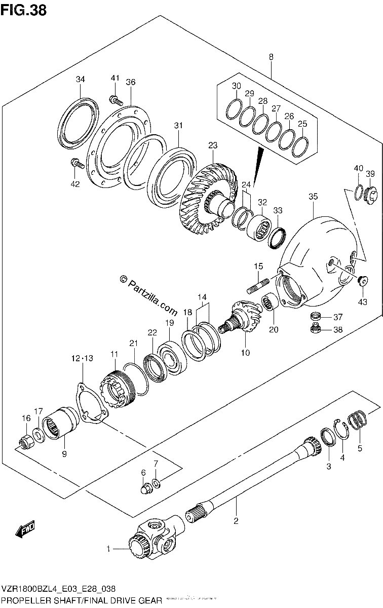 Diagrama de PROPELLER SHAFT FINAL DRIVE GEAR