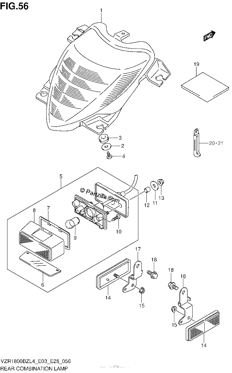 Diagrama de REAR COMBINATION LAMP VZR1800BZL4 E33