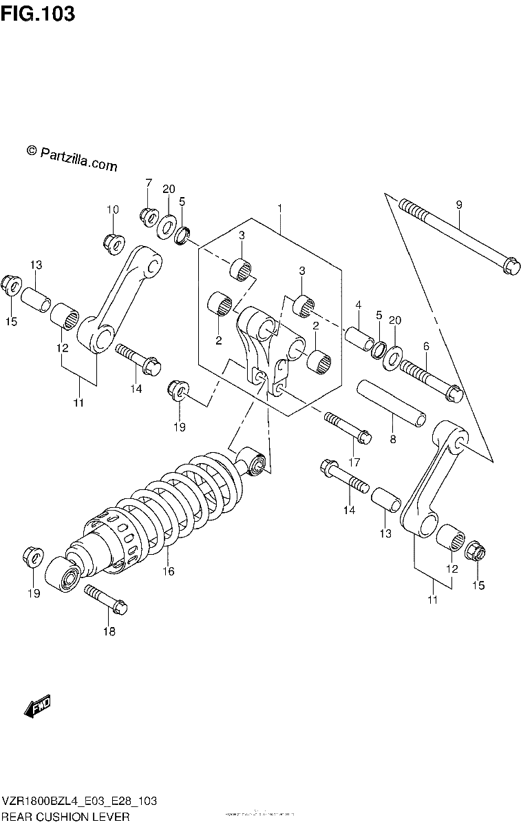 Diagrama de REAR CUSHION LEVER VZR1800BZL4 E28
