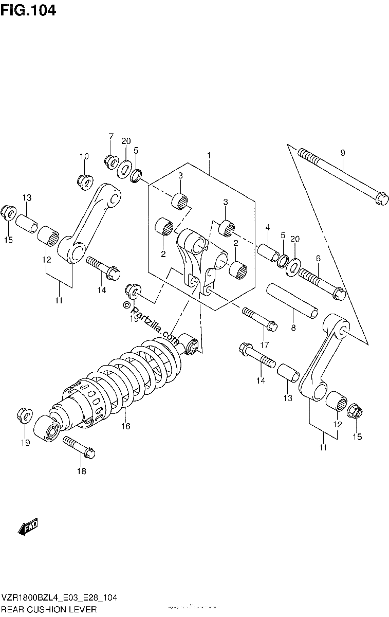 Diagrama de REAR CUSHION LEVER VZR1800BZL4 E33