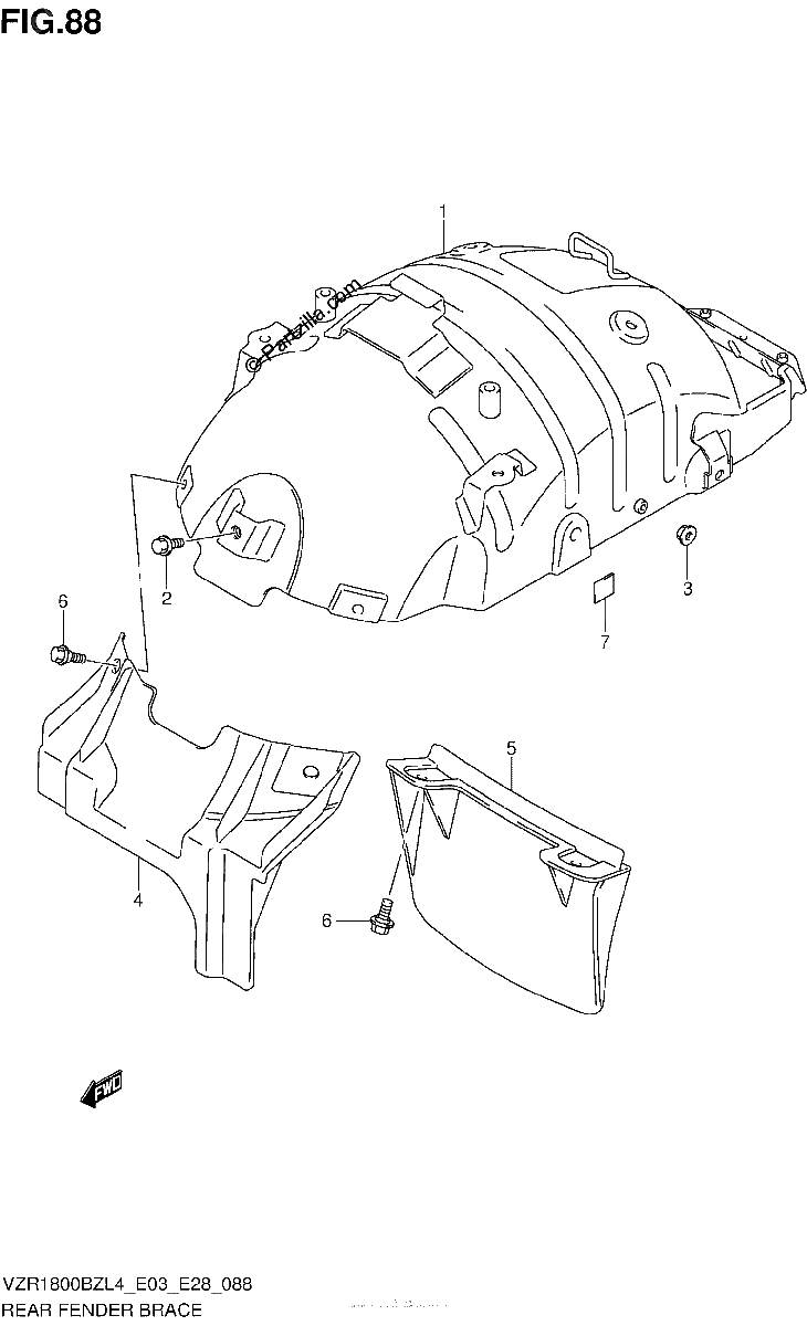 Diagrama de REAR FENDER BRACE