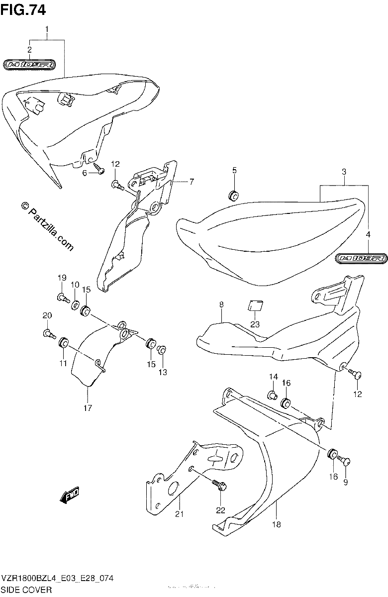 Diagrama de SIDE COVER VZR1800BZL4 E28