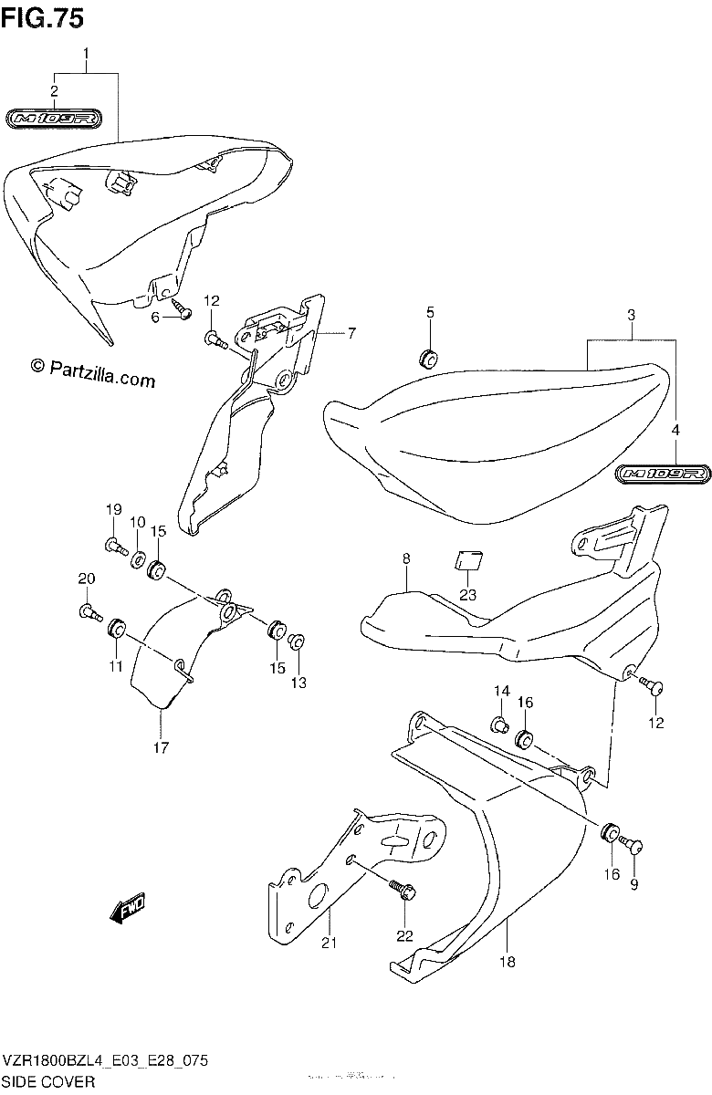 Diagrama de SIDE COVER VZR1800BZL4 E33