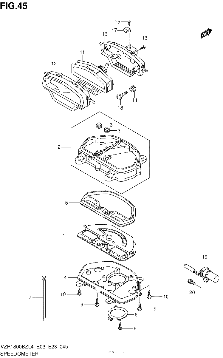 Diagrama de SPEEDOMETER VZR1800BZL4 E03