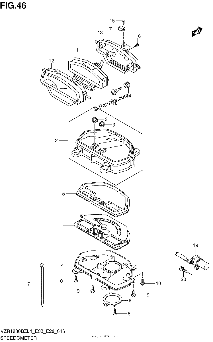 Diagrama de SPEEDOMETER VZR1800BZL4 E28