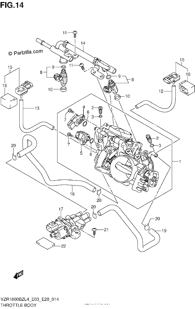 Diagrama de THROTTLE BODY VZR1800BZL4 E28