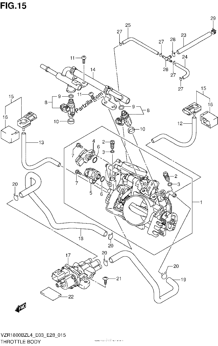 Diagrama de THROTTLE BODY VZR1800BZL4 E33
