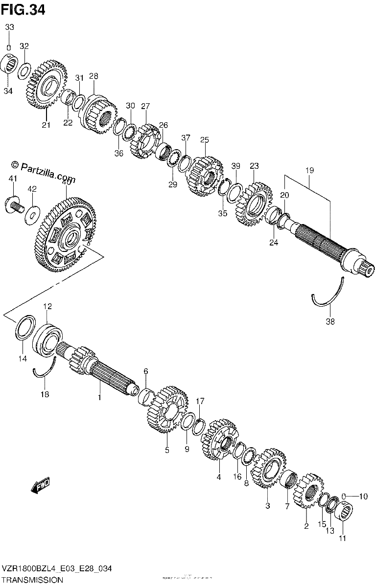 Diagrama de TRANSMISSION VZR1800BZL4 E28