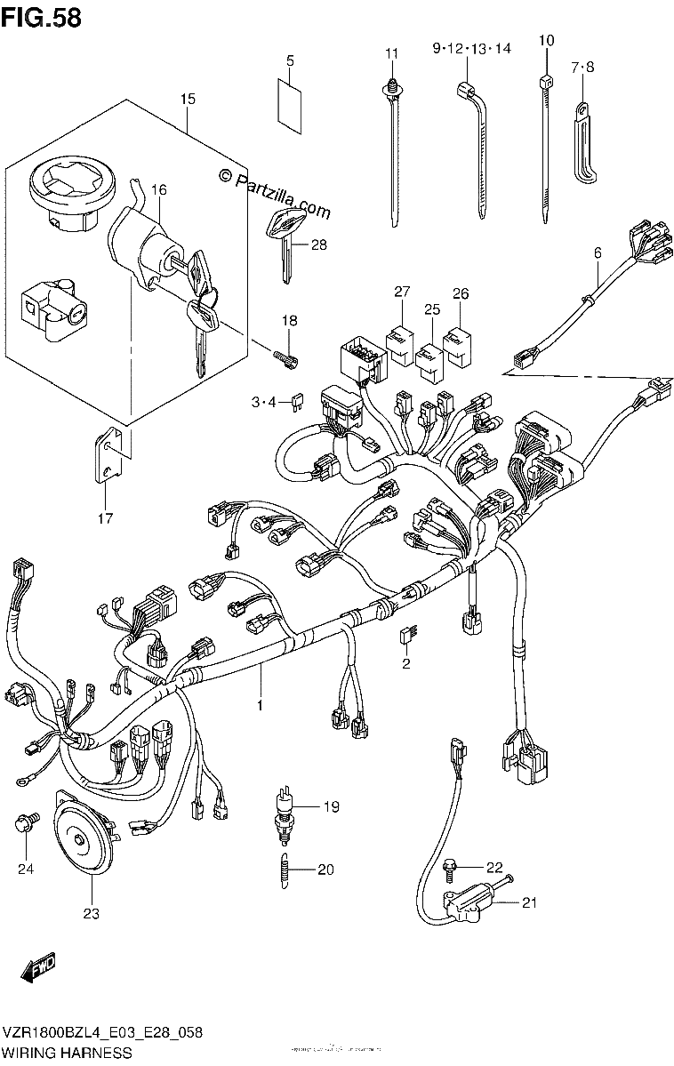 Diagrama de WIRING HARNESS VZR1800BZL4 E28