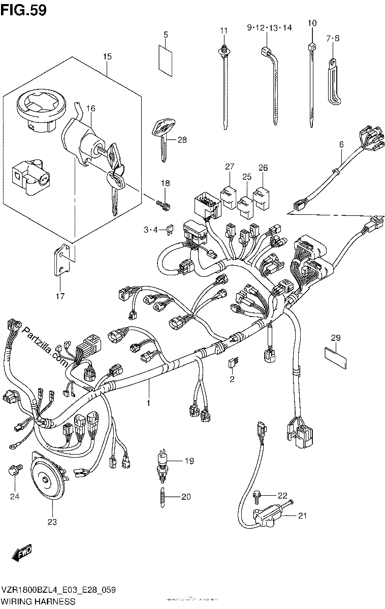 Diagrama de WIRING HARNESS VZR1800BZL4 E33
