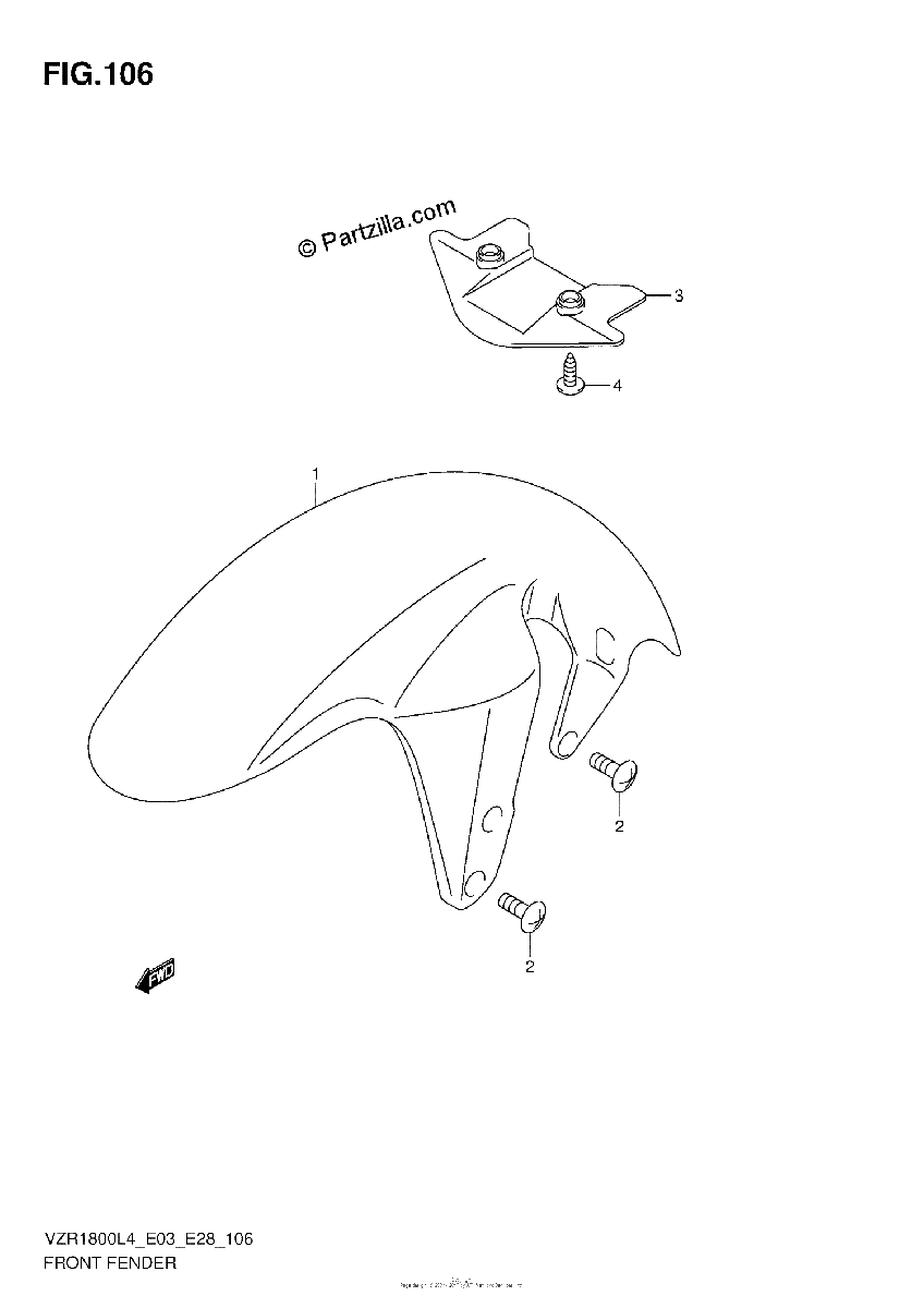 Diagrama de FRONT FENDER VZR1800L4 E03