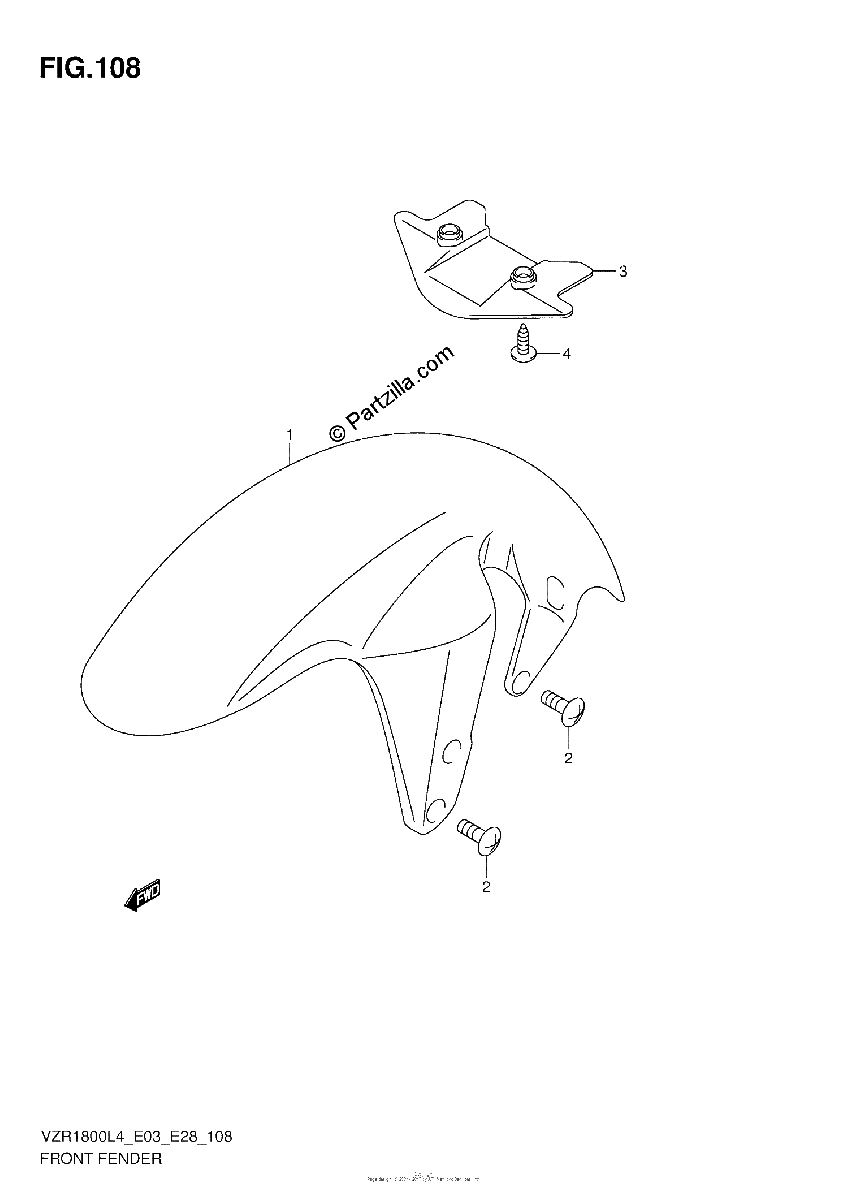 Diagrama de FRONT FENDER VZR1800L4 E33
