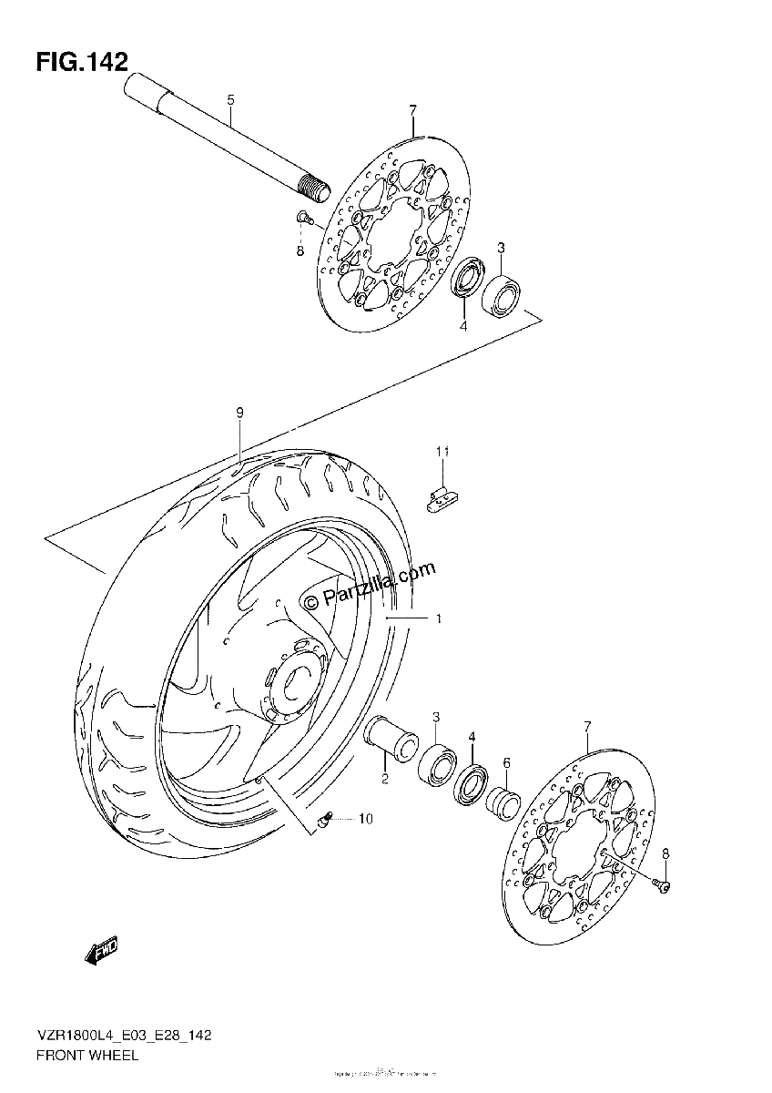Diagrama de FRONT WHEEL VZR1800L4 E03