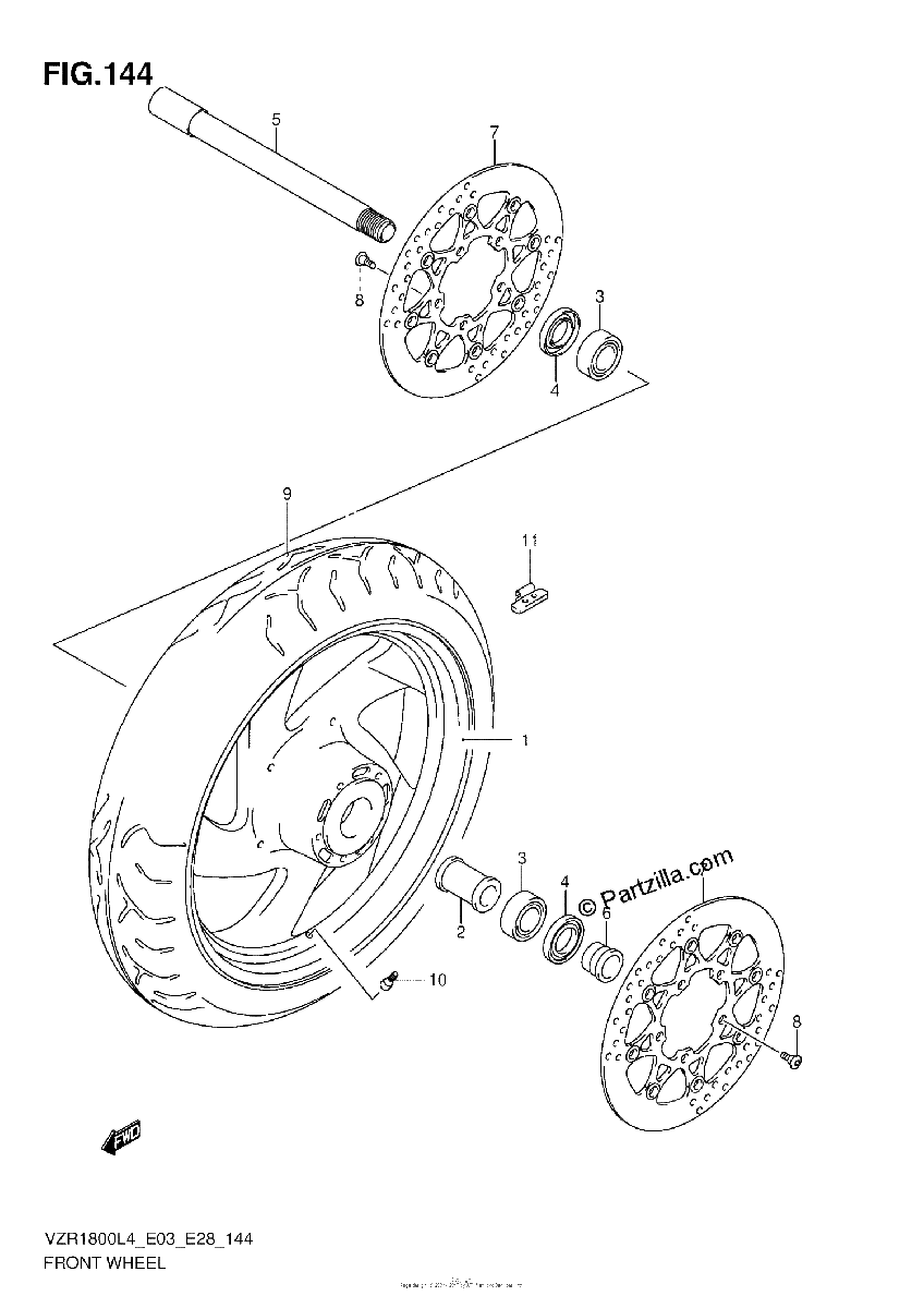 Diagrama de FRONT WHEEL VZR1800L4 E33