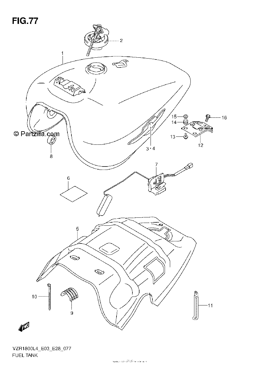 Diagrama de FUEL TANK VZR1800L4 E03