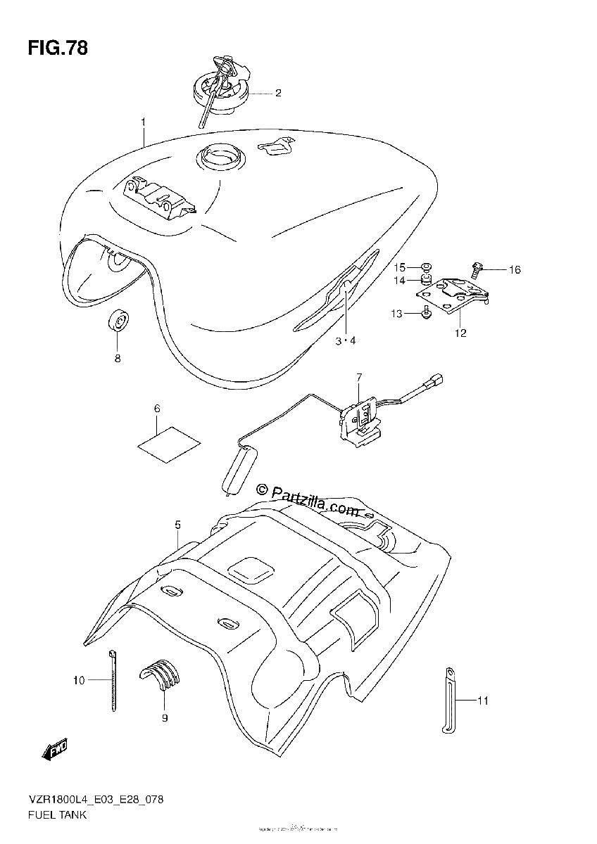 Diagrama de FUEL TANK VZR1800L4 E28