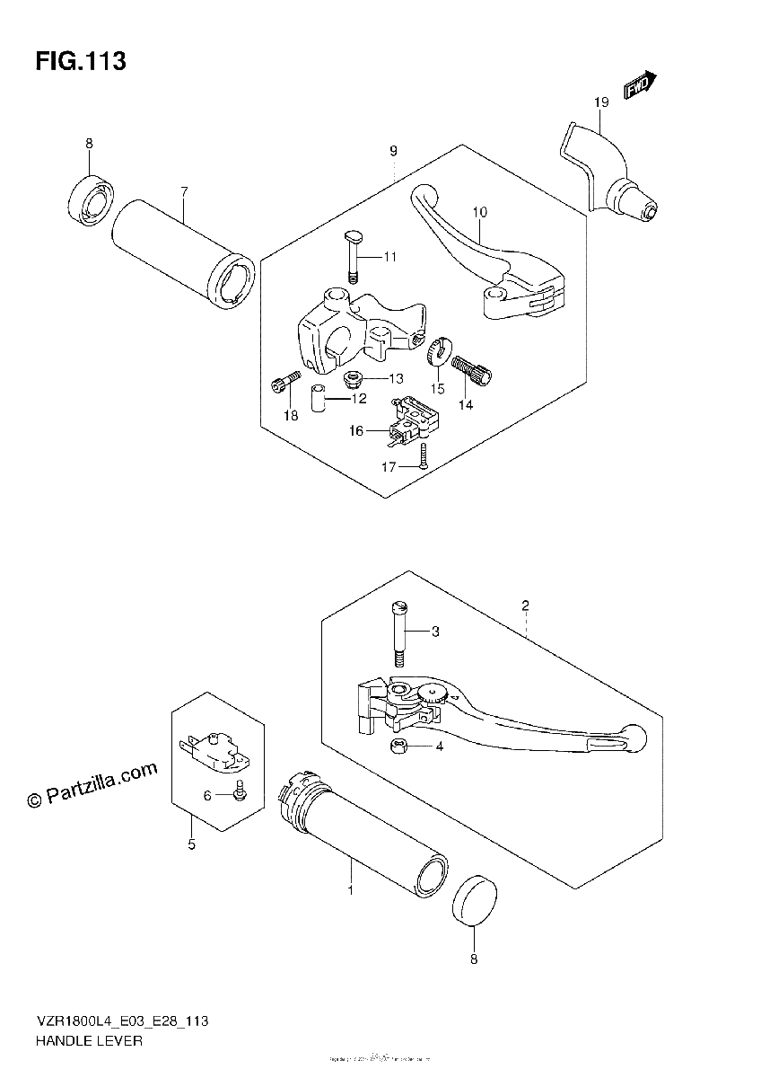 Diagrama de HANDLE LEVER VZR1800L4 E03