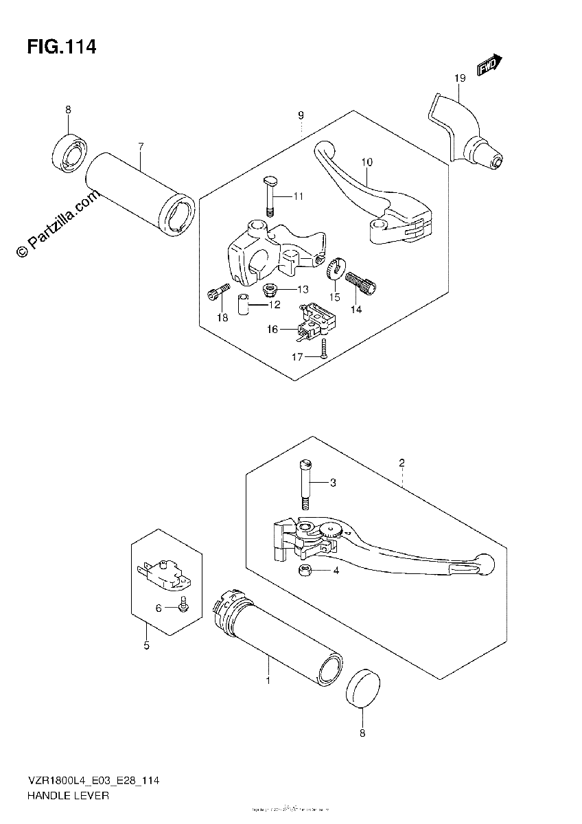 Diagrama de HANDLE LEVER VZR1800L4 E28