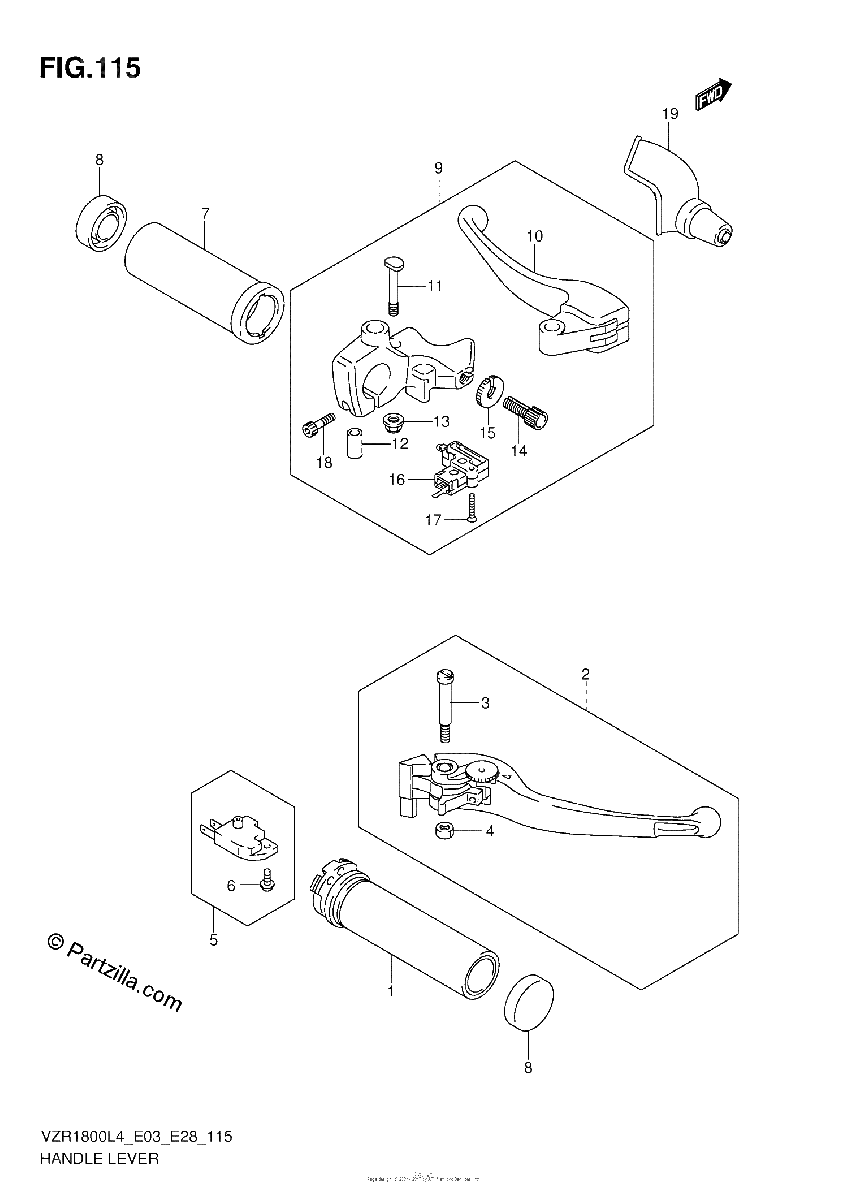 Diagrama de HANDLE LEVER VZR1800L4 E33