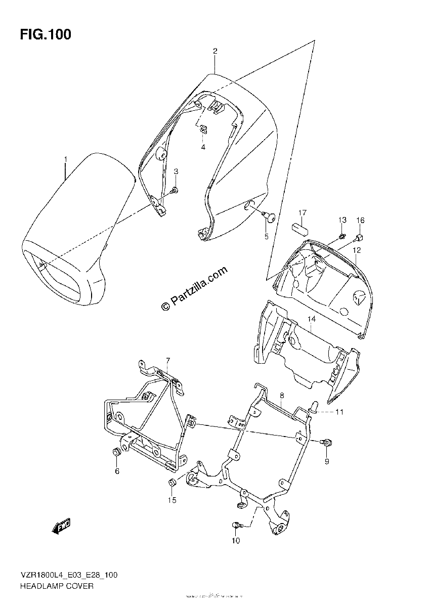 Diagrama de HEADLAMP COVER VZR1800L4 E03