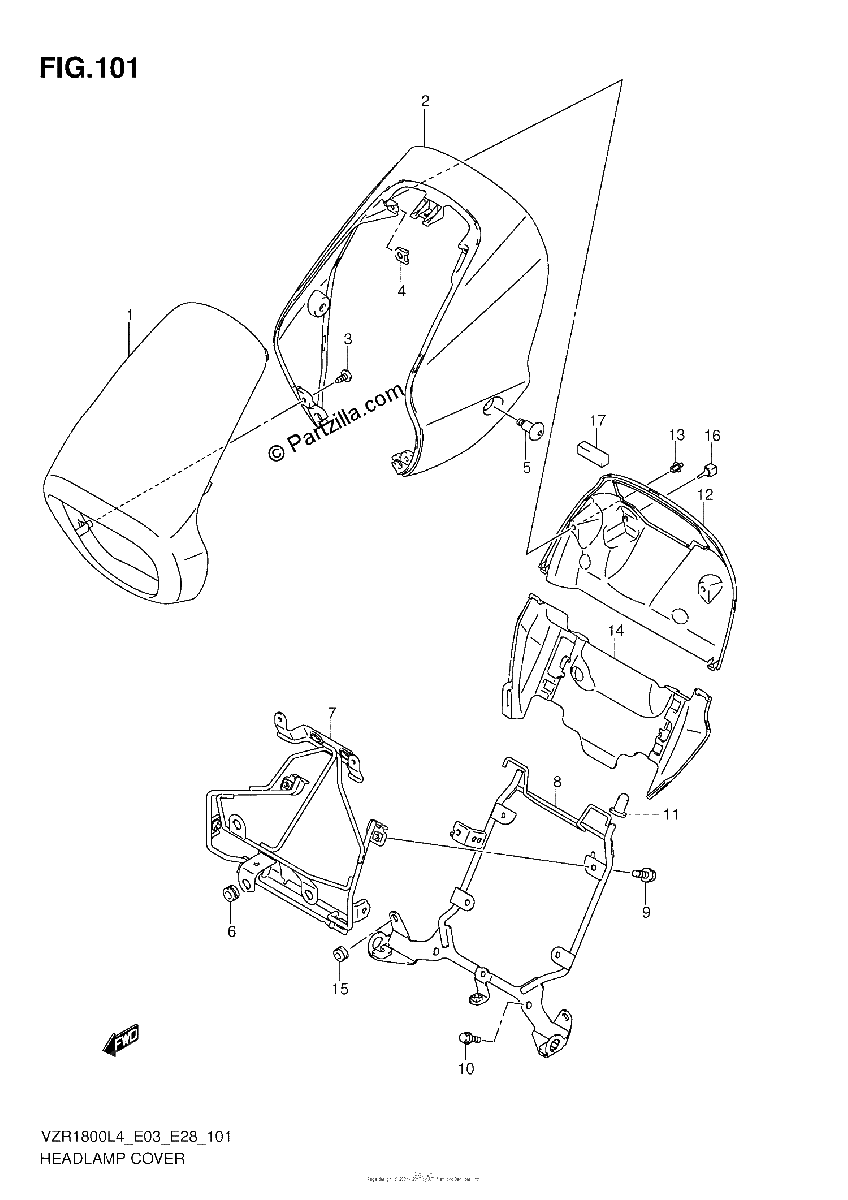 Diagrama de HEADLAMP COVER VZR1800L4 E28