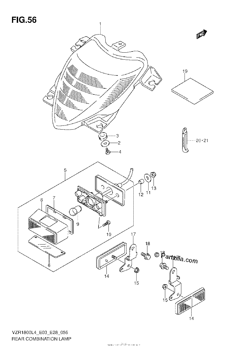 Diagrama de REAR COMBINATION LAMP VZR1800L4 E33