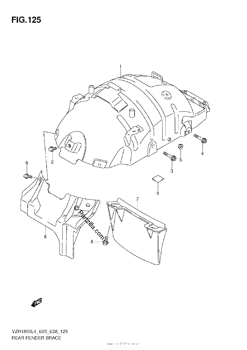 Diagrama de REAR FENDER BRACE