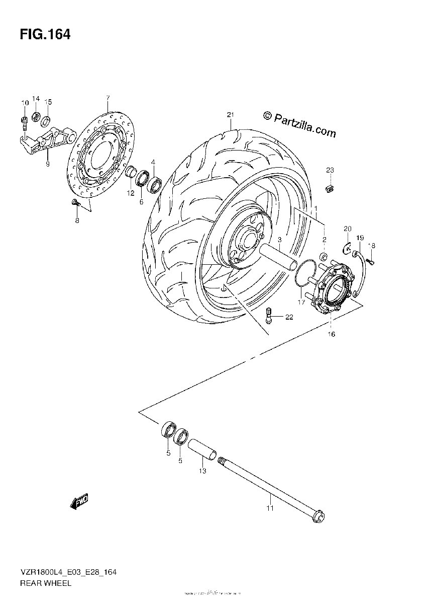 Diagrama de REAR WHEEL VZR1800L4 E28