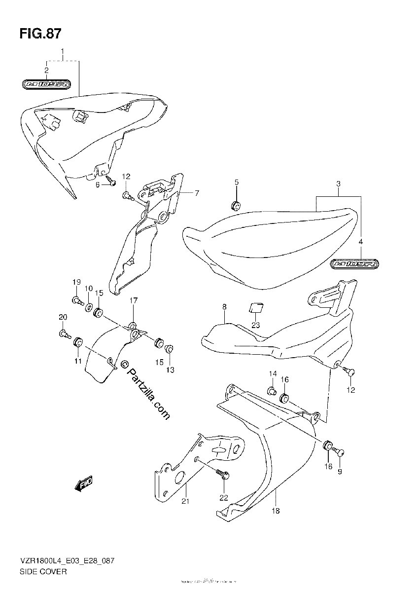 Diagrama de SIDE COVER VZR1800L4 E28
