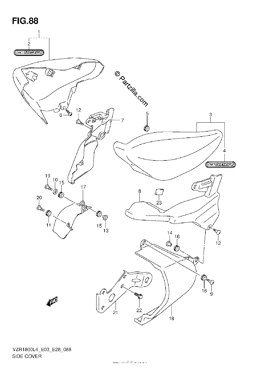 Diagrama de SIDE COVER VZR1800L4 E33