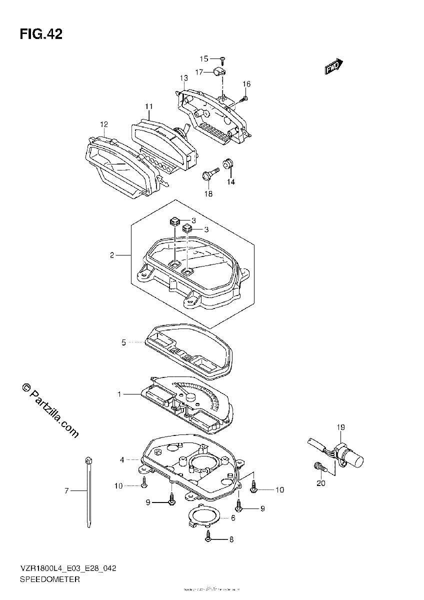 Diagrama de SPEEDOMETER VZR1800L4 E28