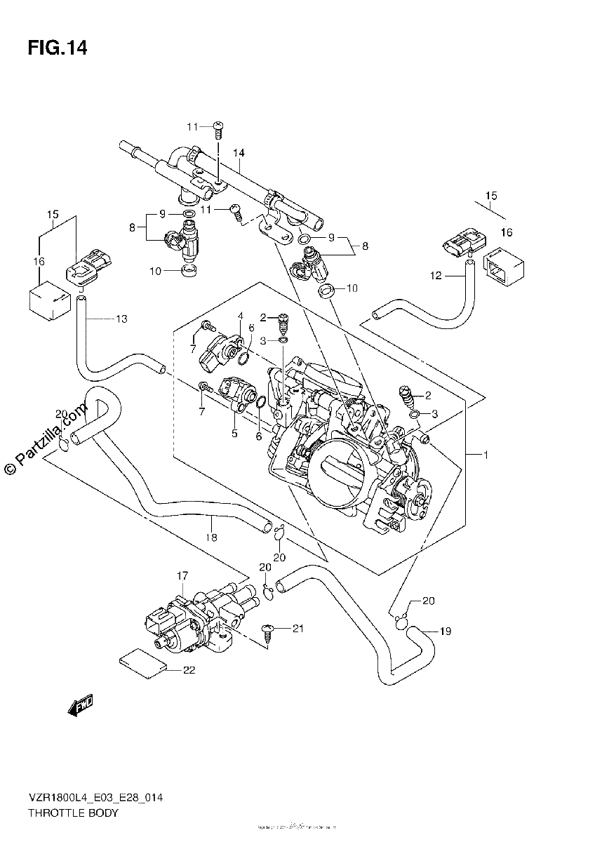 Diagrama de THROTTLE BODY VZR1800L4 E28