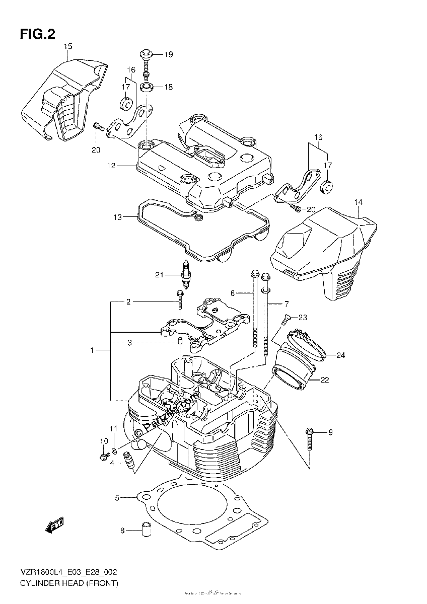 Diagrama de CYLINDER HEAD FRONT