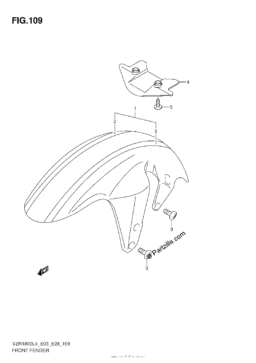 Diagrama de FRONT FENDER VZR1800ZL4 E03