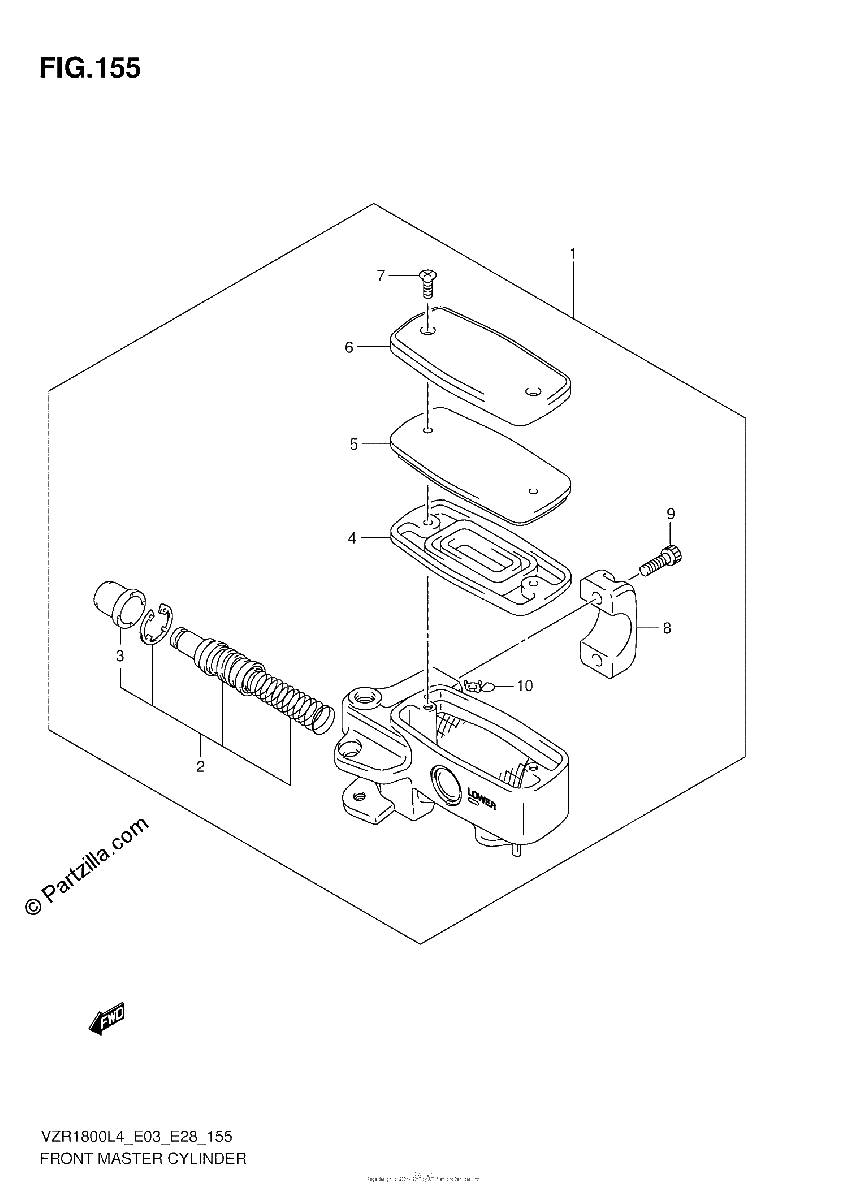 Diagrama de FRONT MASTER CYLINDER VZR1800ZL4 E33